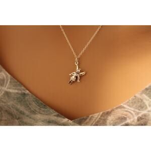 Sterling Silver Realistic Fairy Charm Necklace, Fairy Pendant Necklace